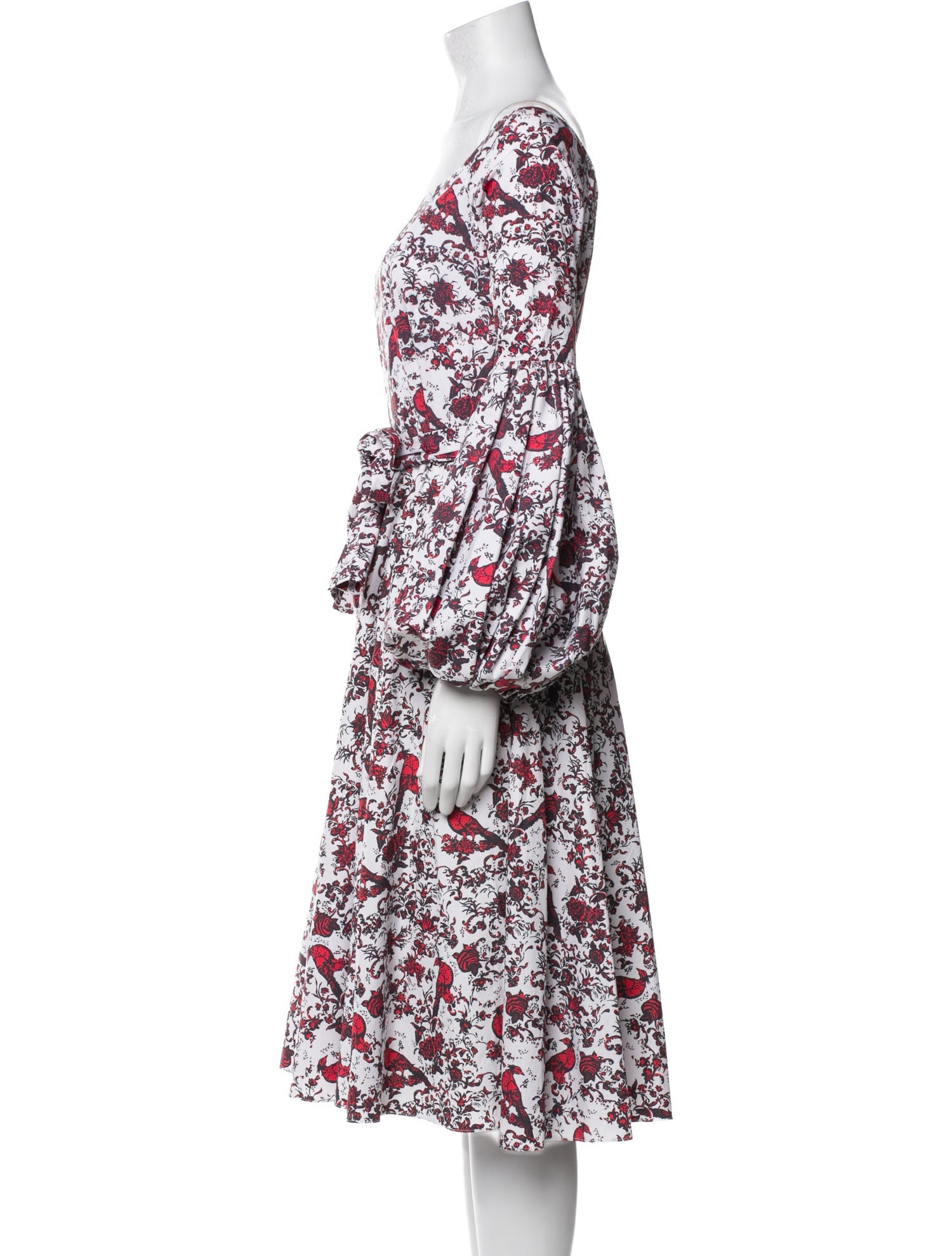 Caroline Constas Floral Print Midi Length Dress