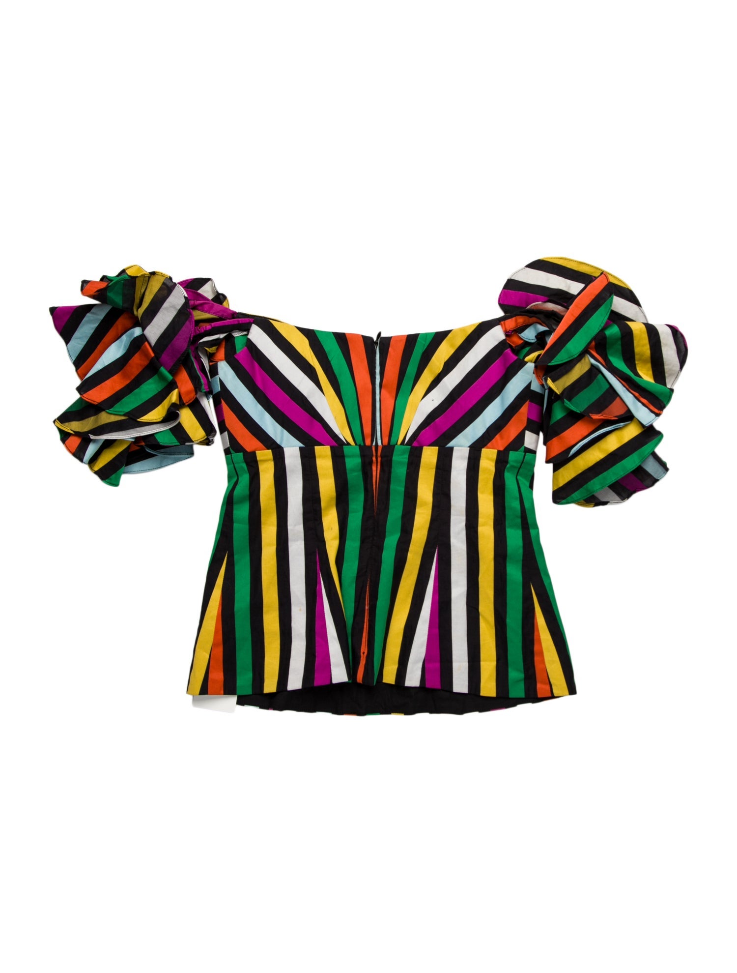 Caroline Constas Striped Strapless Crop Top