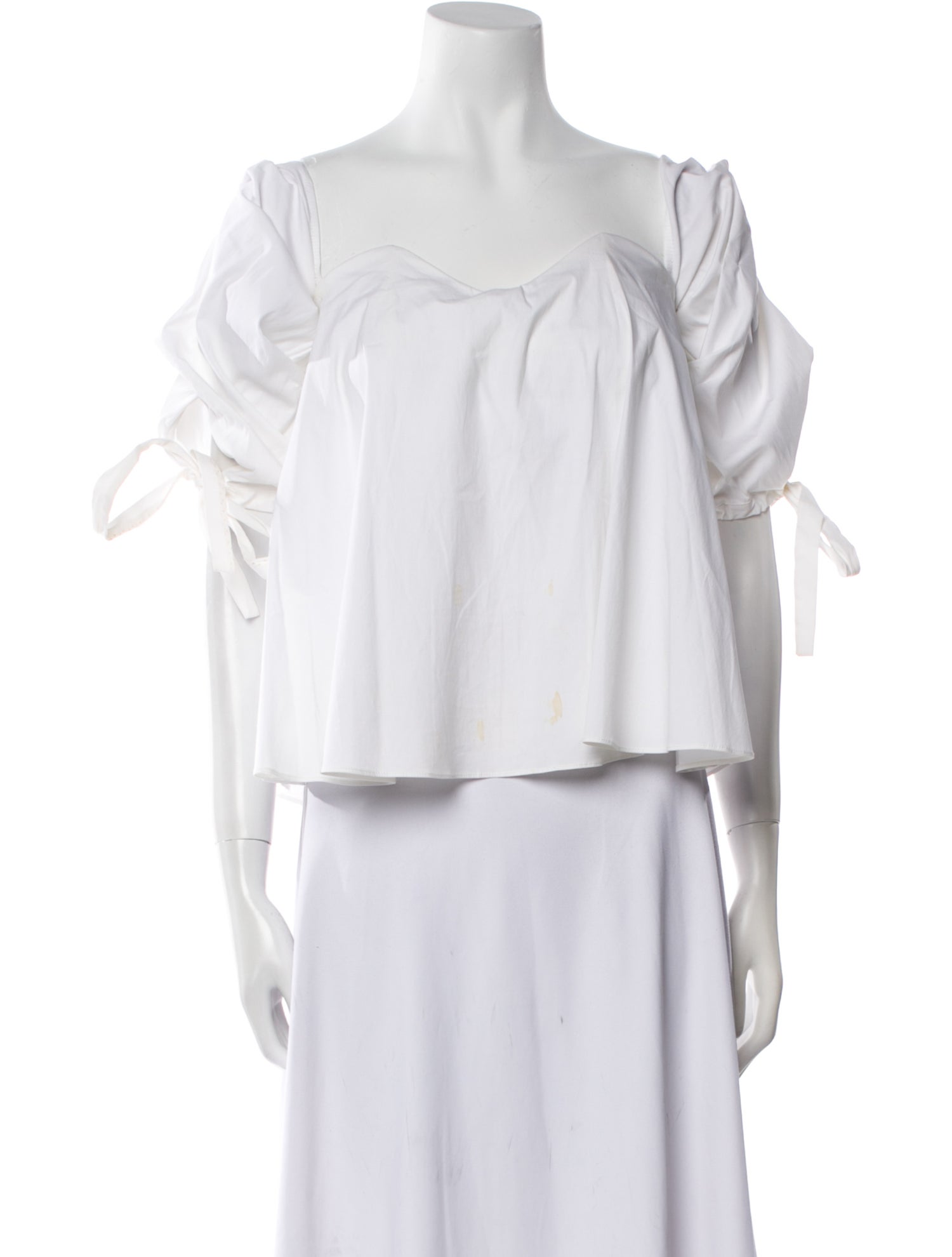 Caroline Constas Off-The-Shoulder Three-Quarter Sleeve Crop Top