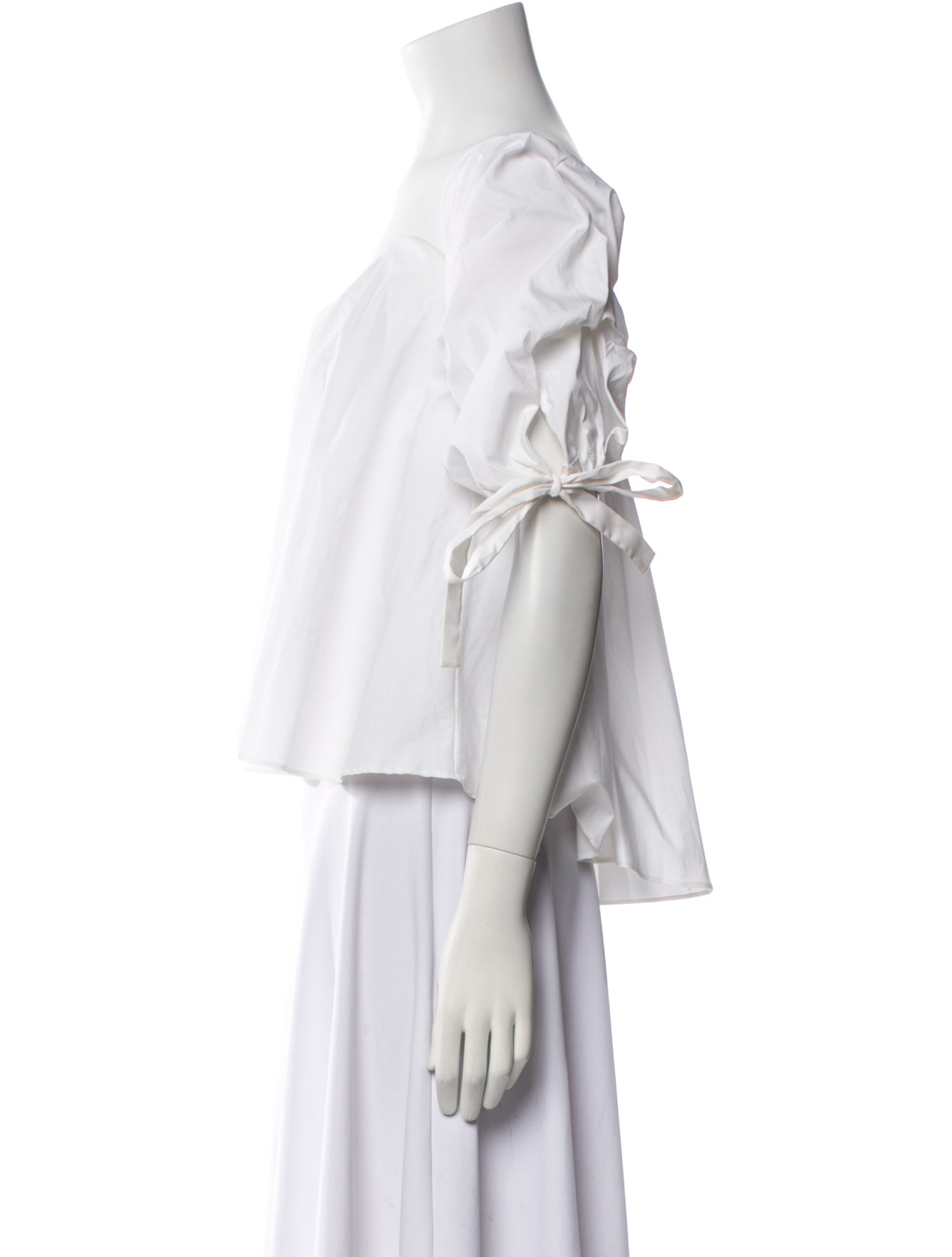 Caroline Constas Off-The-Shoulder Three-Quarter Sleeve Crop Top