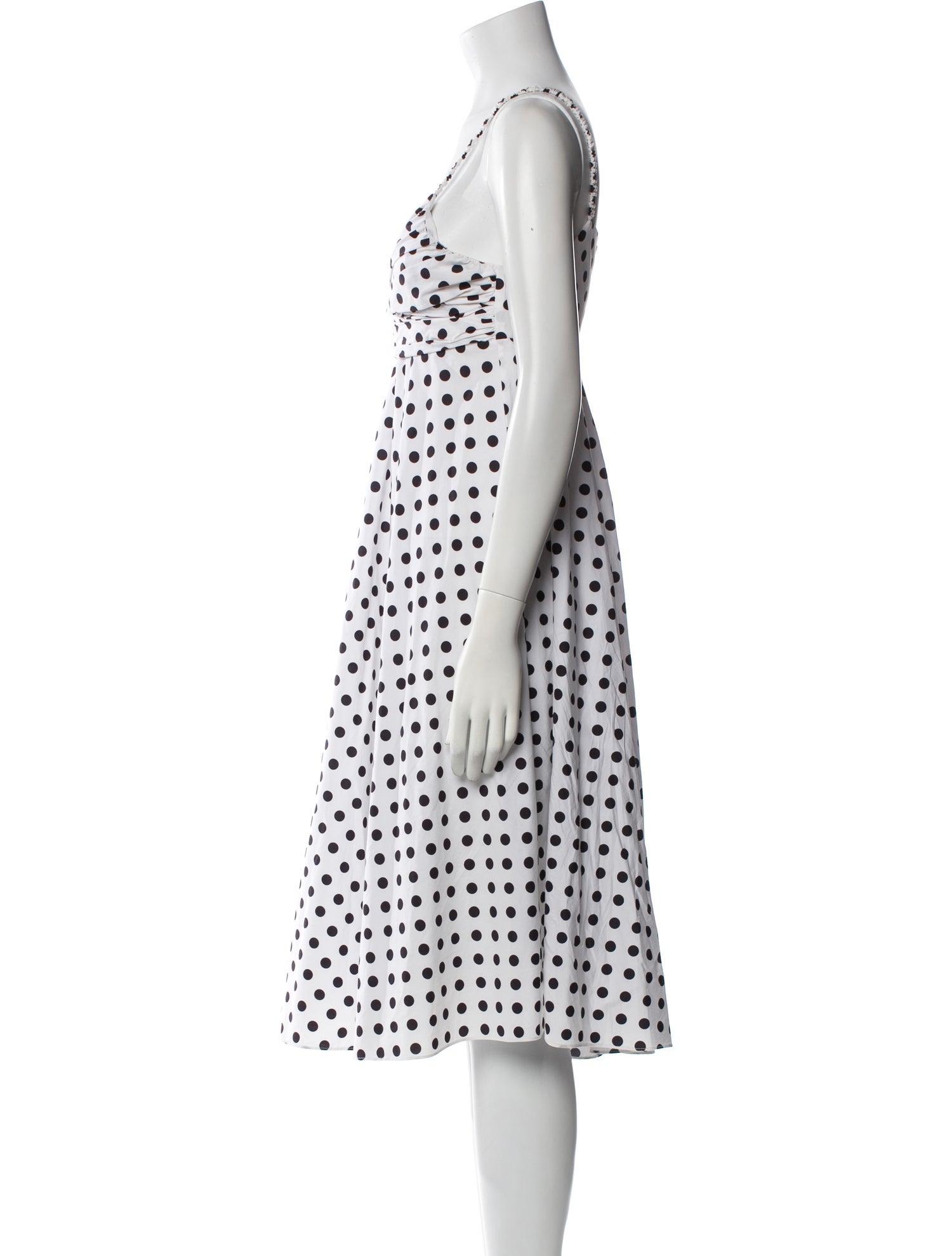 Caroline Constas Polka Dot Print Midi Length Dress