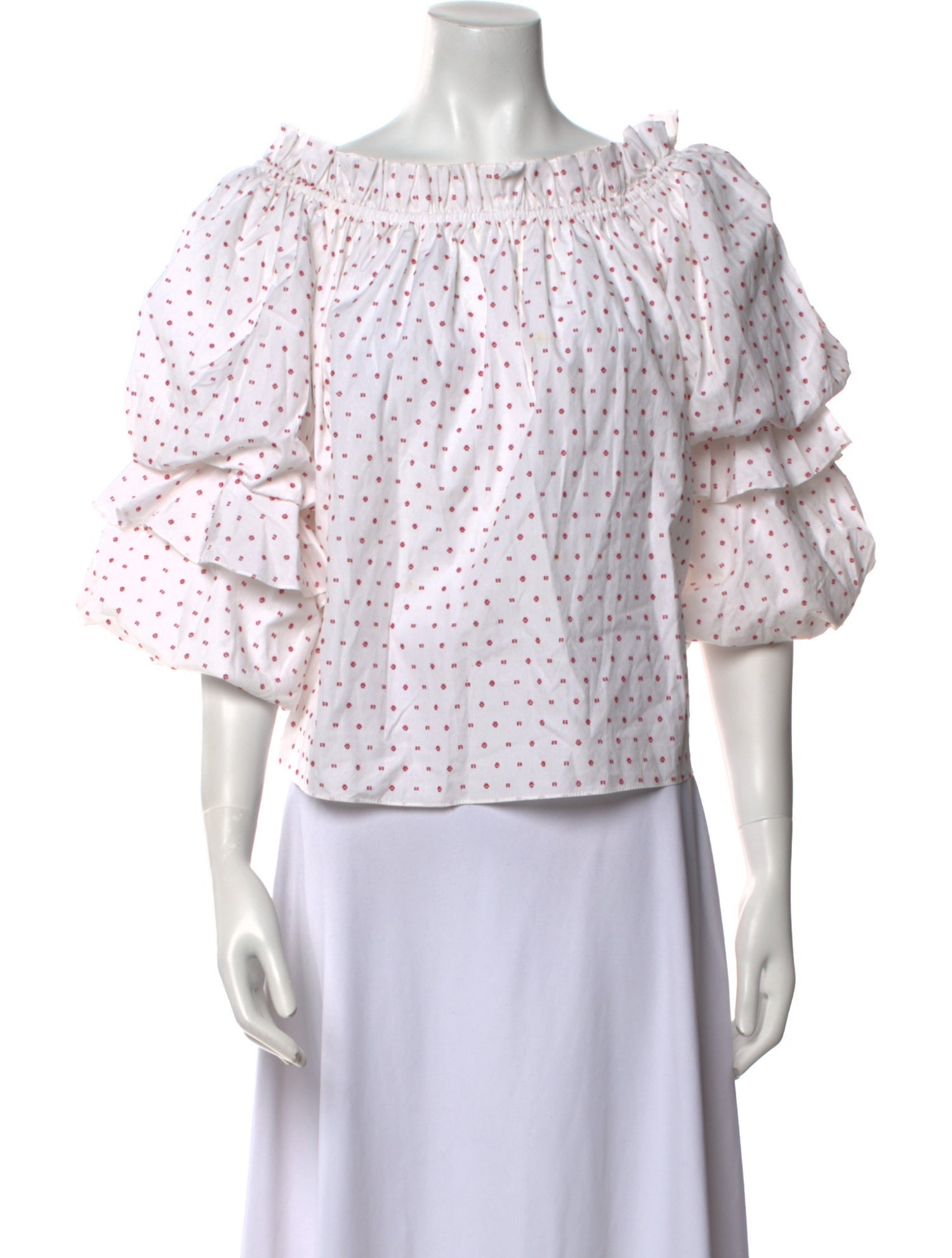 Caroline Constas Floral Print Off-The-Shoulder Crop Top