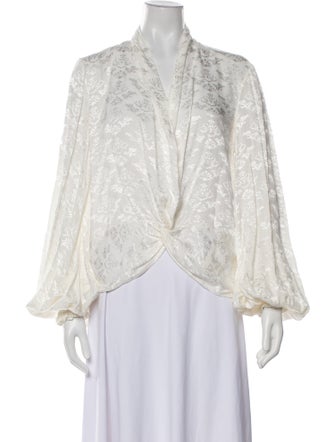 Caroline Constas Floral Print V-Neck Blouse