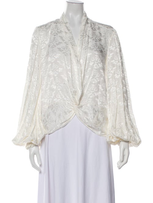 Caroline Constas Floral Print V-Neck Blouse