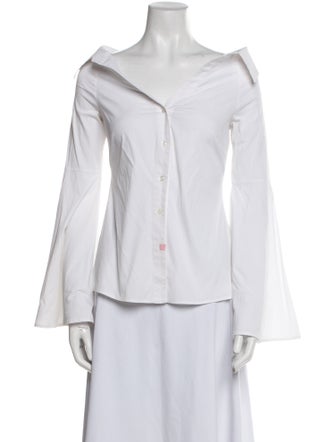 Caroline Constas V-Neck Long Sleeve Button-Up Top