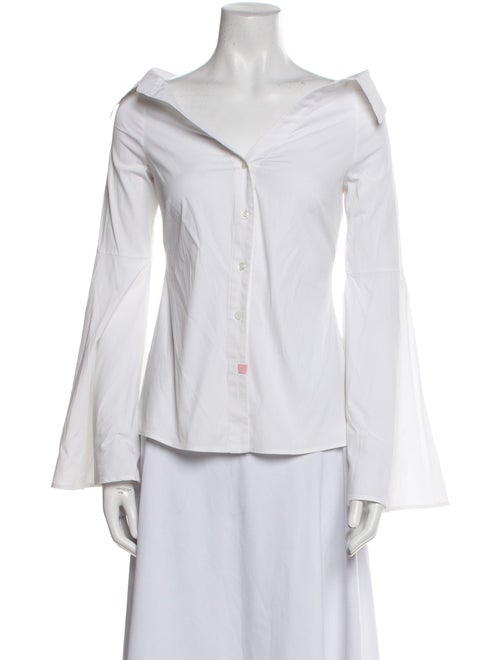 Caroline Constas V-Neck Long Sleeve Button-Up Top