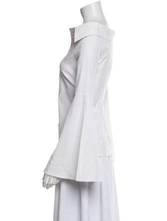 Caroline Constas V-Neck Long Sleeve Button-Up Top