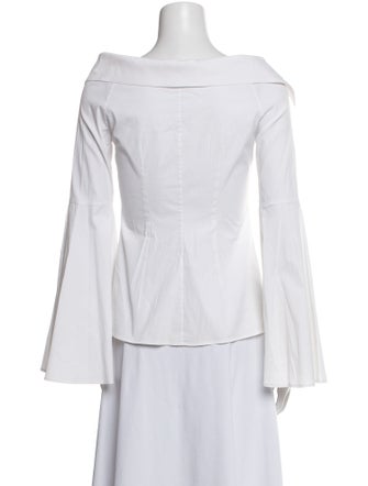 Caroline Constas V-Neck Long Sleeve Button-Up Top