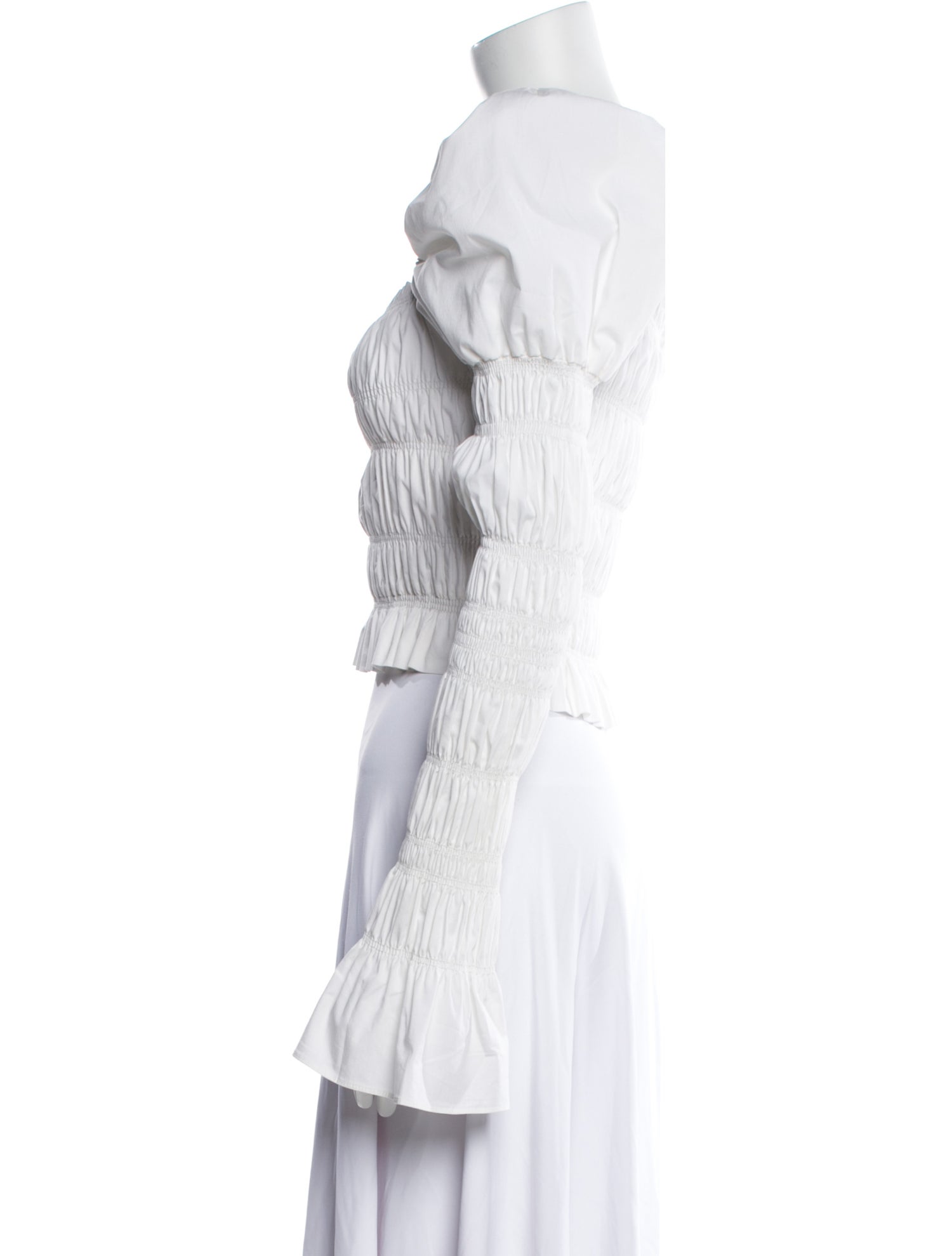 Caroline Constas Square Neckline Long Sleeve Crop Top