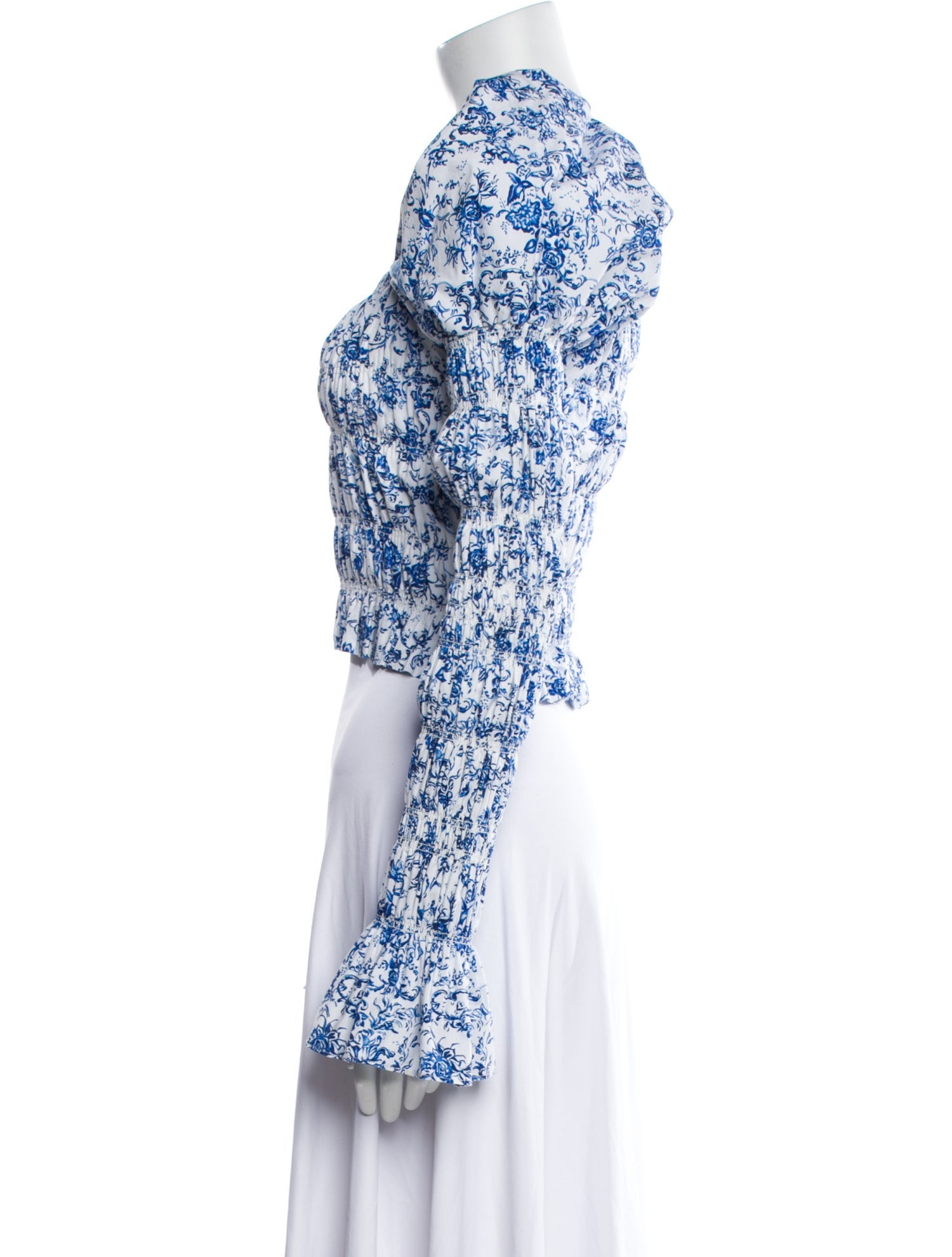 Caroline Constas Floral Print Square Neckline Crop Top