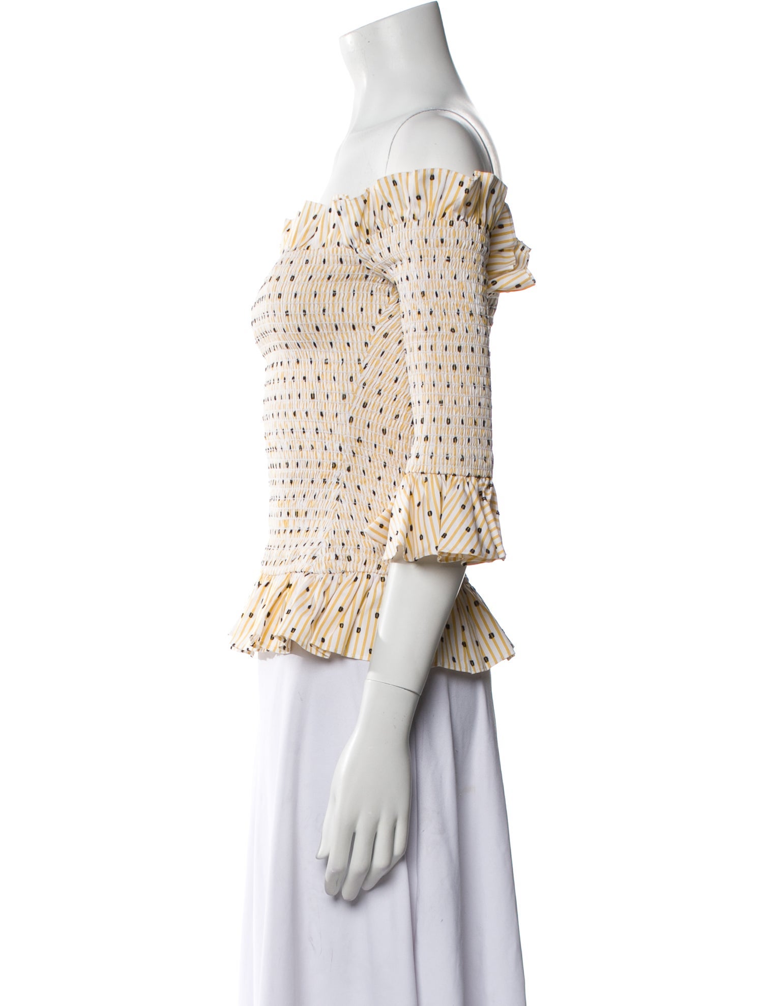 Caroline Constas Printed Off-The-Shoulder Crop Top