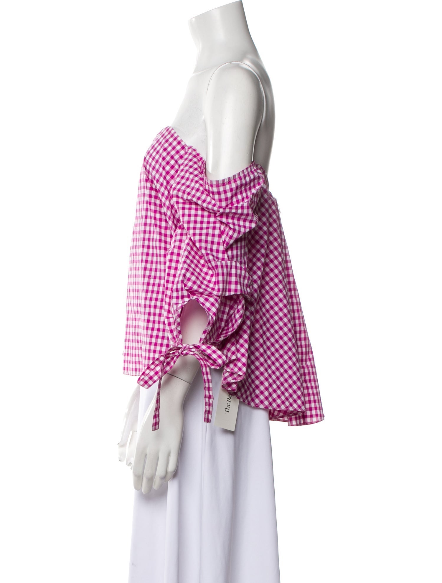 Caroline Constas Plaid Print Off-The-Shoulder Blouse