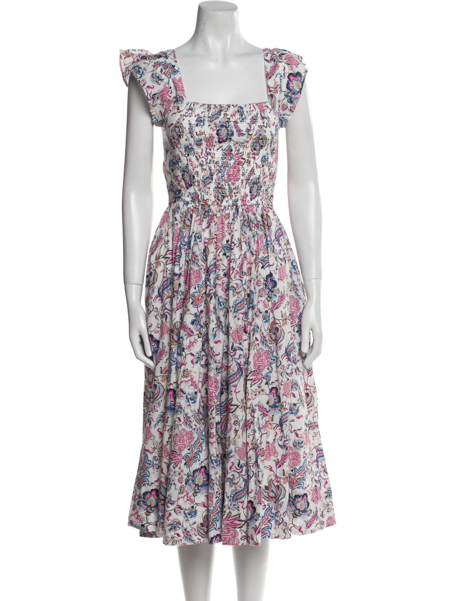 Caroline Constas Floral Print Midi Length Dress