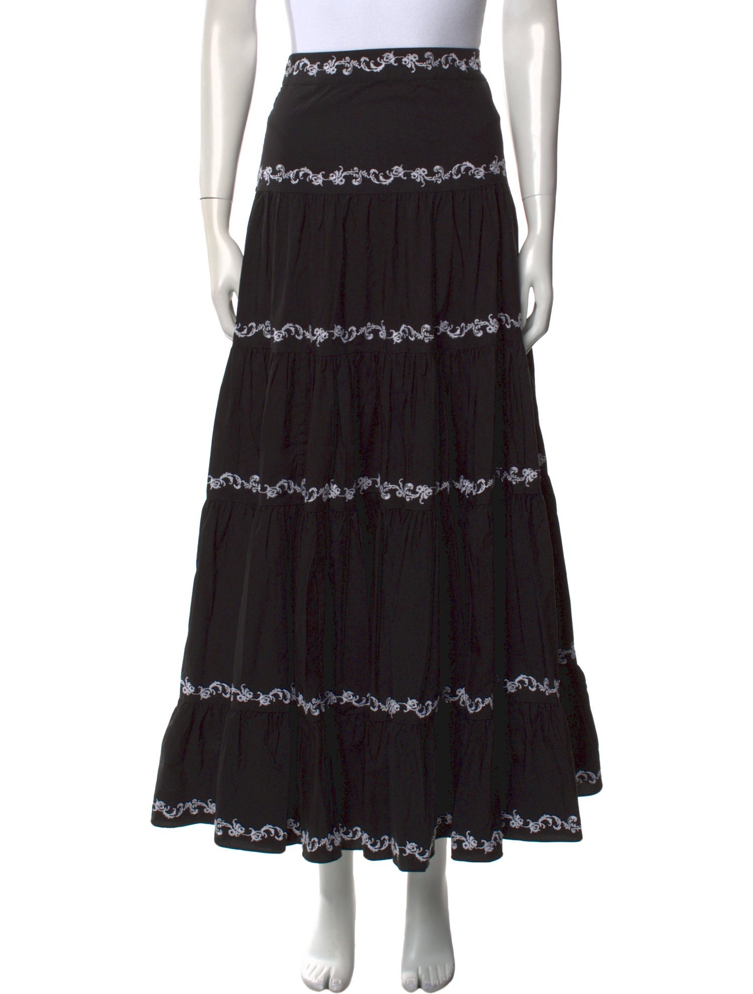 Caroline Constas Scalloped Accent Midi Length Skirt