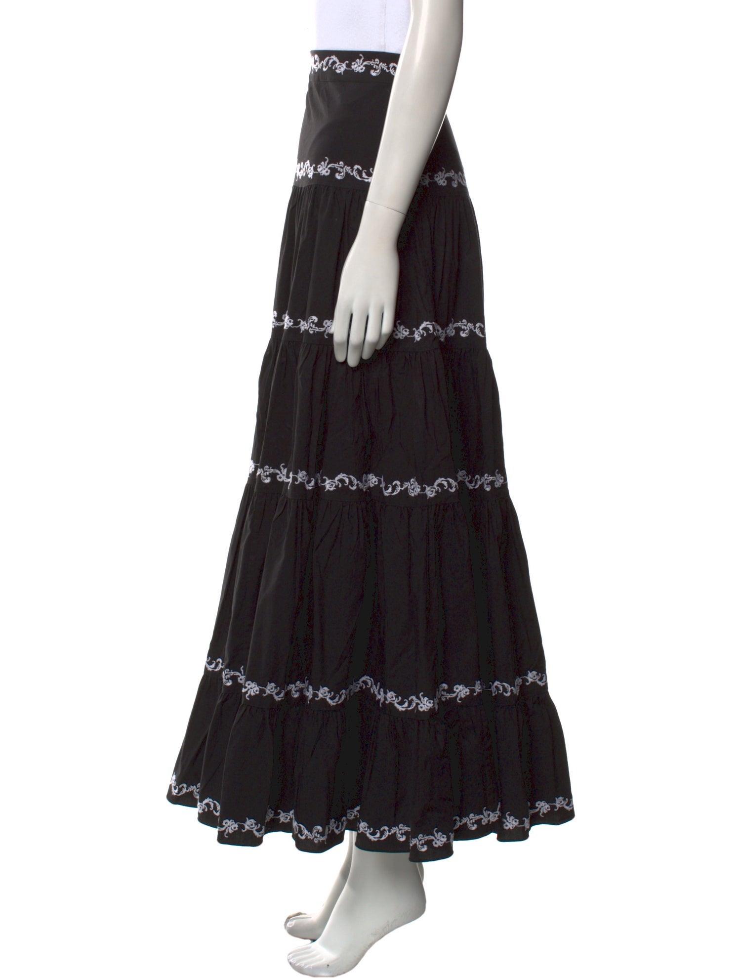 Caroline Constas Scalloped Accent Midi Length Skirt