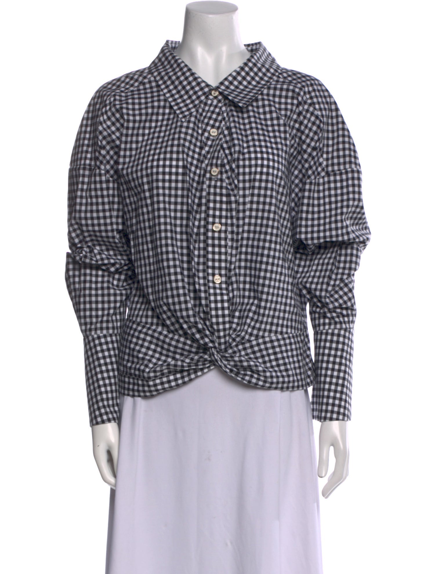 Caroline Constas Plaid Print Long Sleeve Button-Up Top