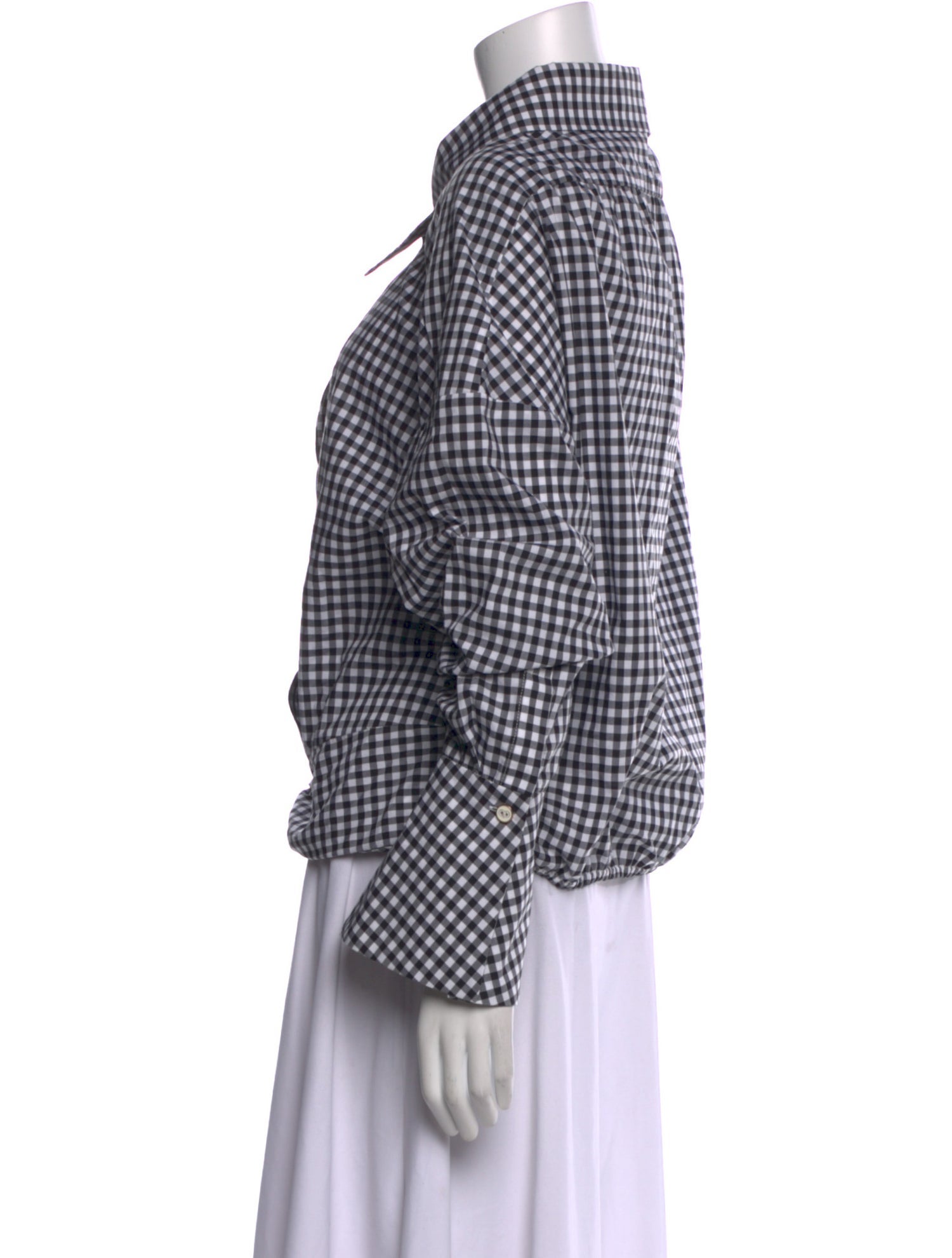 Caroline Constas Plaid Print Long Sleeve Button-Up Top