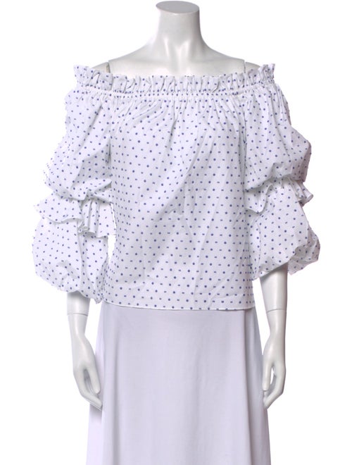 Caroline Constas Polka Dot Print Off-The-Shoulder Blouse