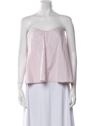 Caroline Constas Striped Strapless Crop Top