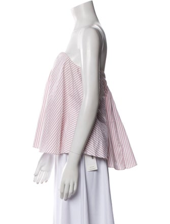 Caroline Constas Striped Strapless Crop Top