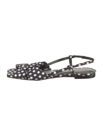 Caroline Constas Polka Dot Print Pleated Accents Slingback Sandals