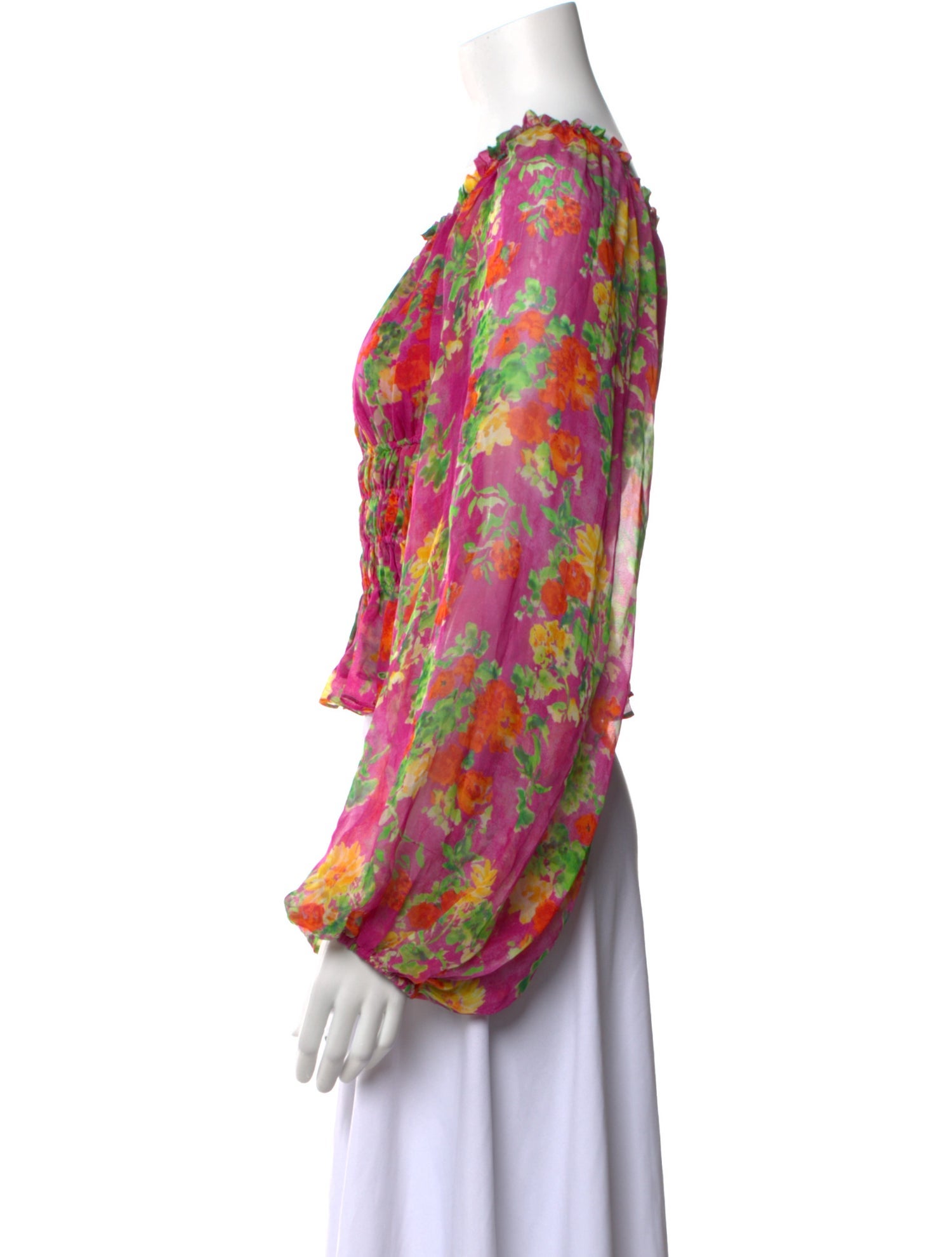 Caroline Constas Silk Floral Print Blouse