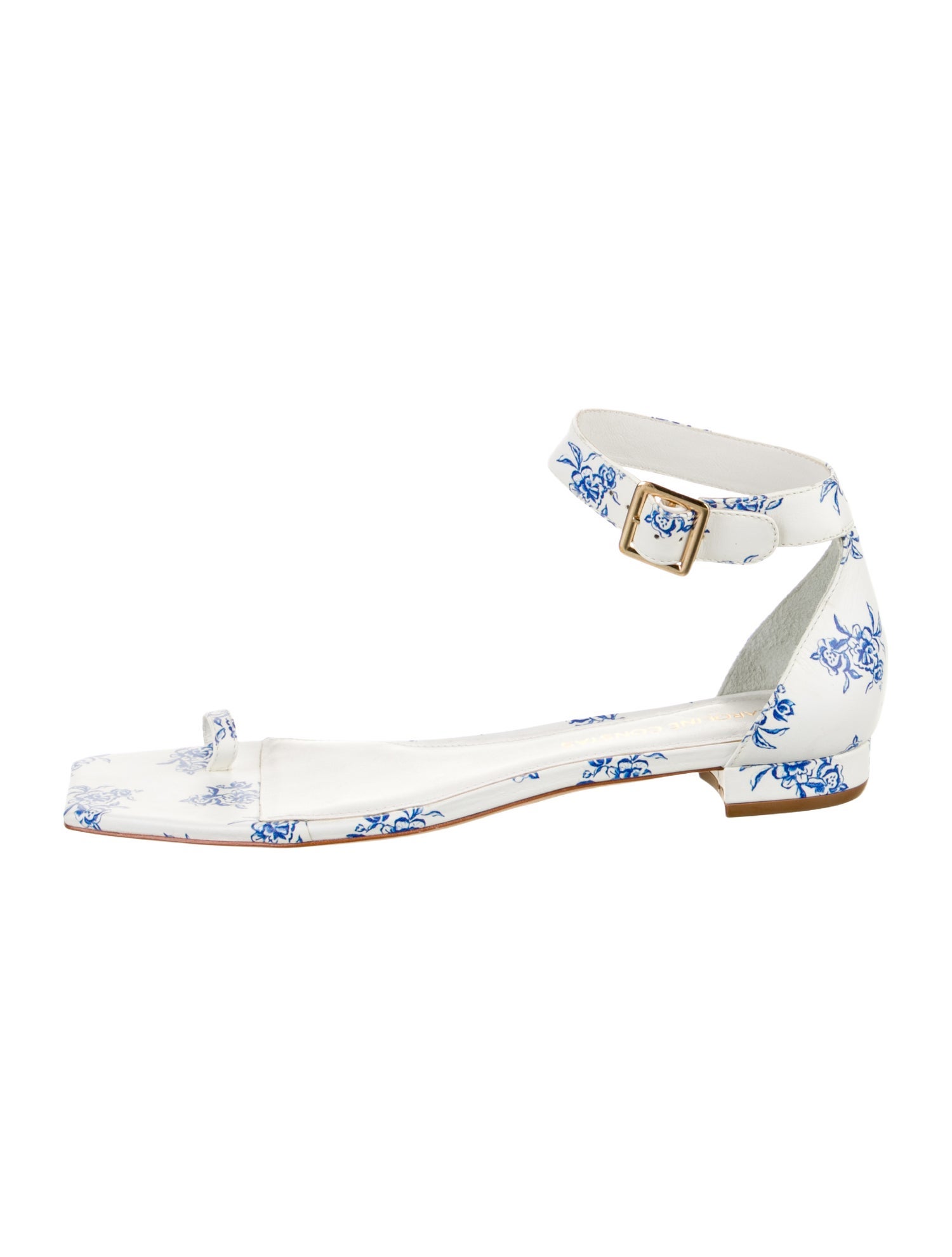 Caroline Constas Leather Floral Print Gladiator Sandals