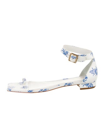 Caroline Constas Leather Floral Print Gladiator Sandals