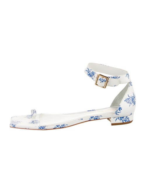 Caroline Constas Leather Floral Print Gladiator Sandals
