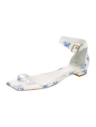 Caroline Constas Leather Floral Print Gladiator Sandals