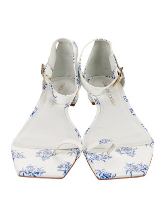 Caroline Constas Leather Floral Print Gladiator Sandals