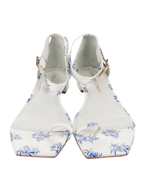 Caroline Constas Leather Floral Print Gladiator Sandals