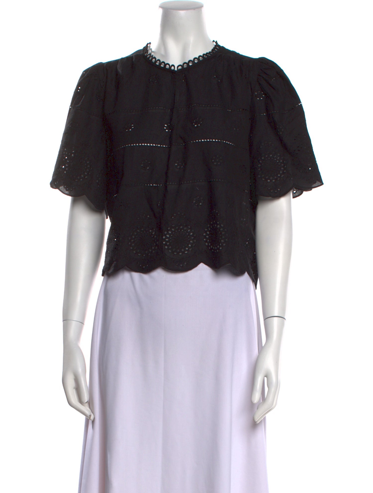 Caroline Constas Crew Neck Short Sleeve Crop Top