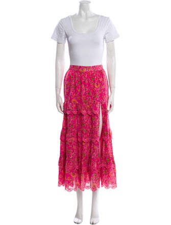 Caroline Constas Floral Print Embroidered Accent Skirt Set