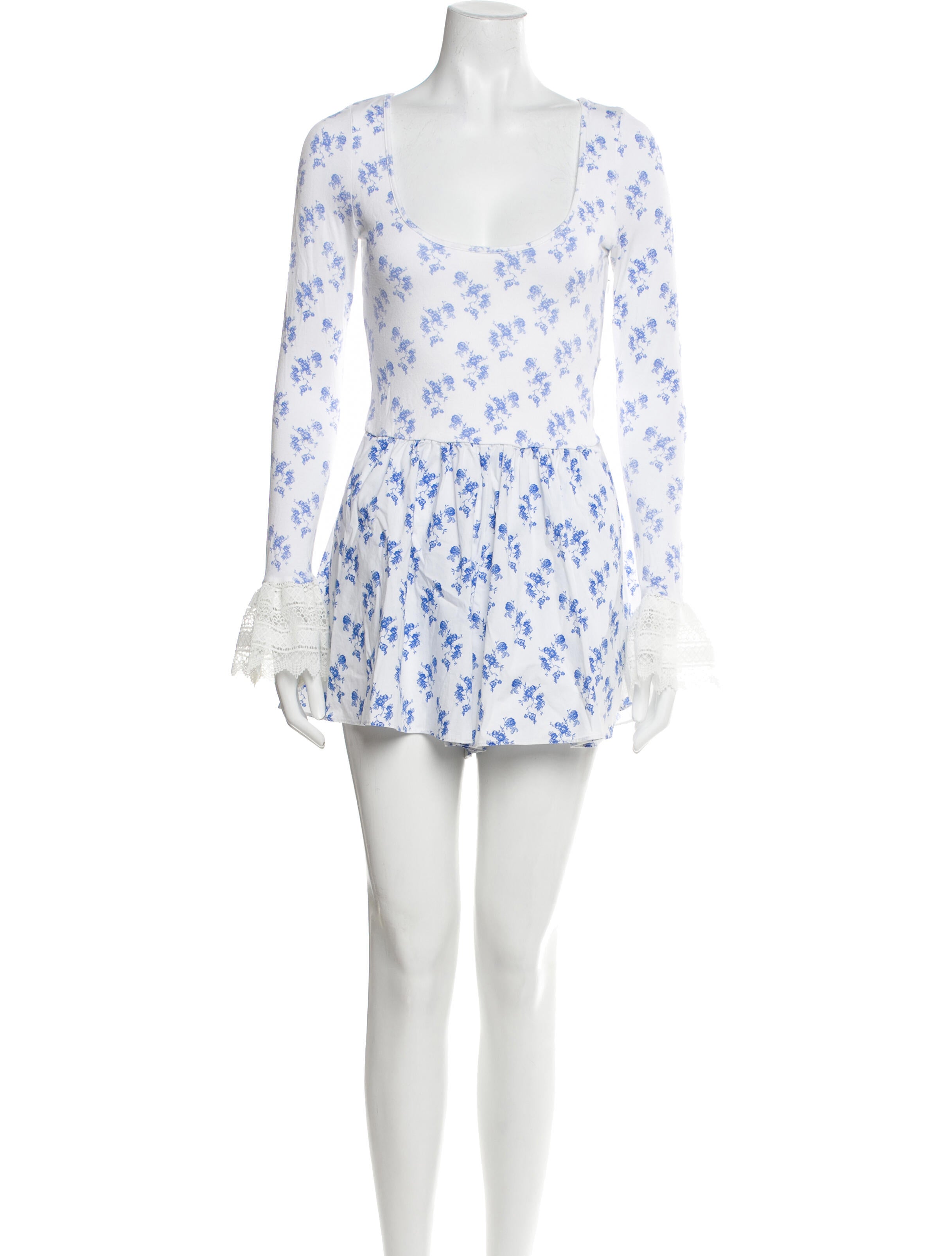 Caroline Constas Printed Square Neckline Romper