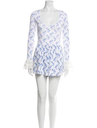 Caroline Constas Printed Square Neckline Romper