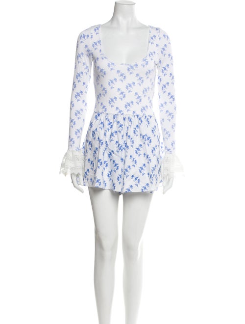 Caroline Constas Printed Square Neckline Romper