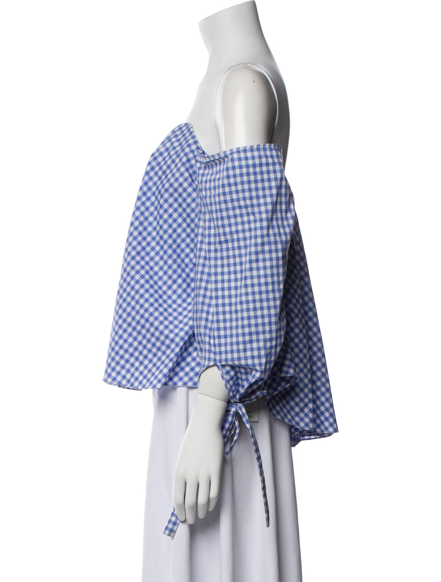 Caroline Constas Plaid Print Off-The-Shoulder Crop Top