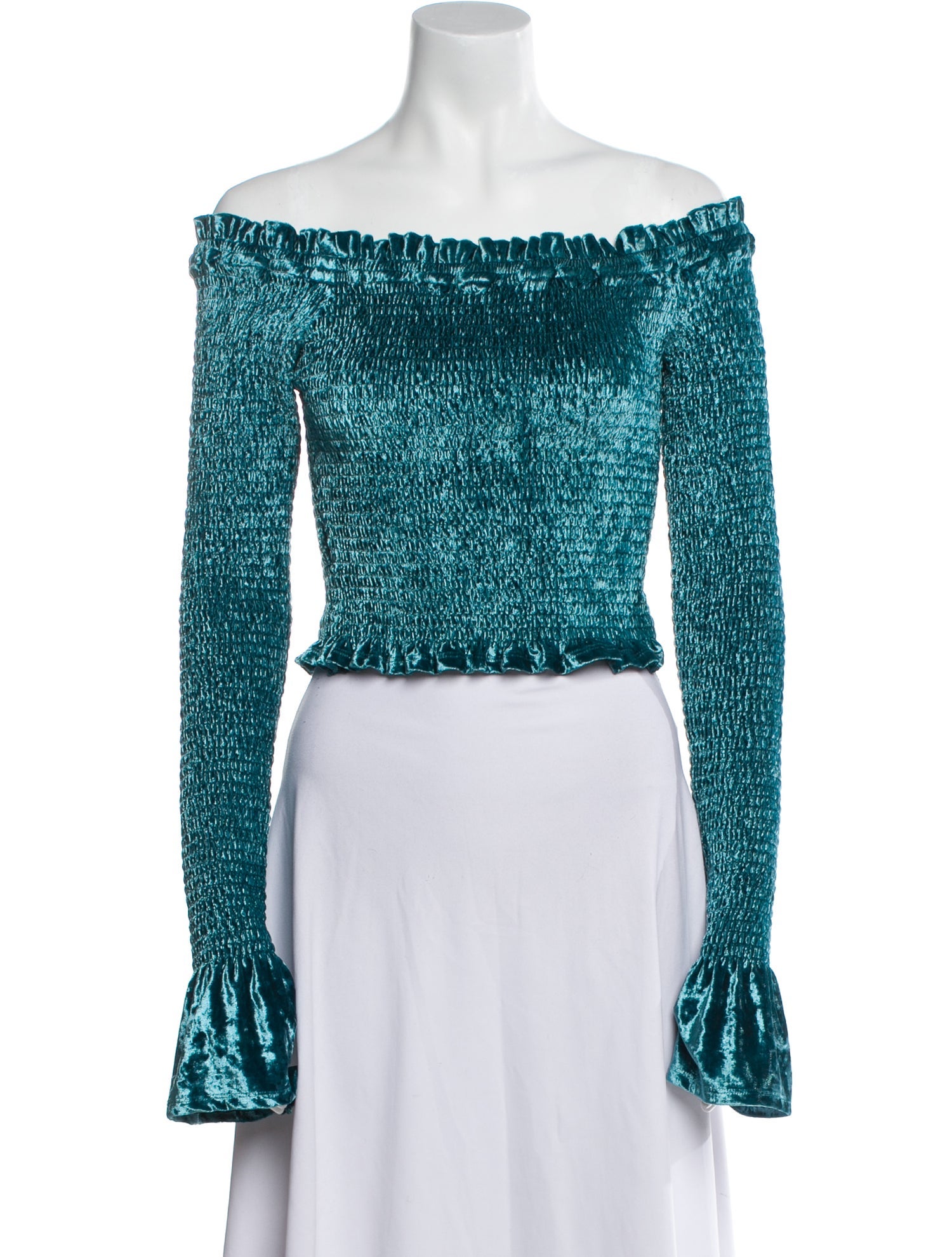 Caroline Constas Off-The-Shoulder Long Sleeve Crop Top