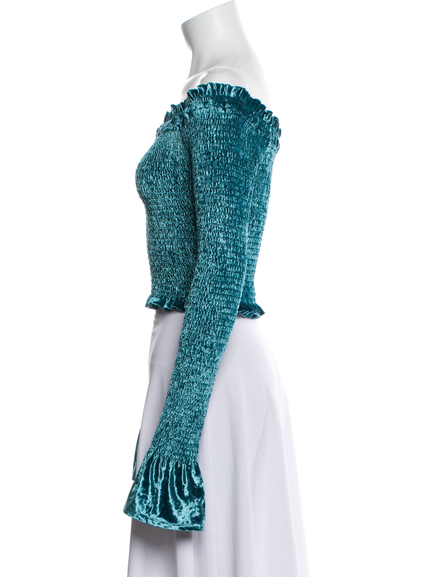 Caroline Constas Off-The-Shoulder Long Sleeve Crop Top