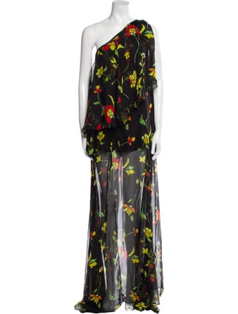 Caroline Constas Floral Print Long Dress