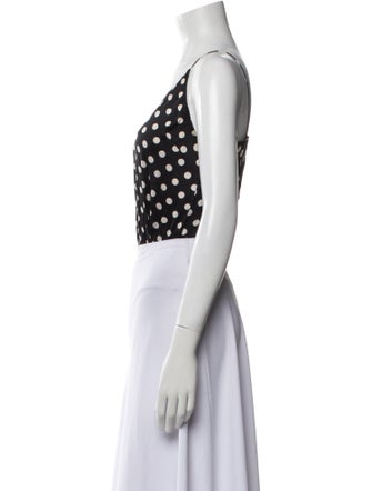 Caroline Constas Silk Polka Dot Print Crop Top