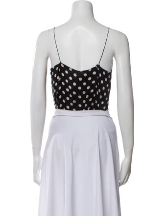 Caroline Constas Silk Polka Dot Print Crop Top