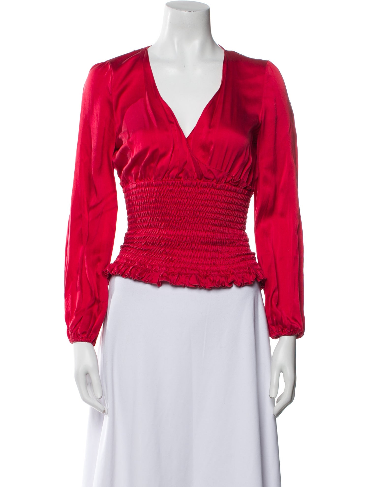 Caroline Constas V-Neck Long Sleeve Crop Top