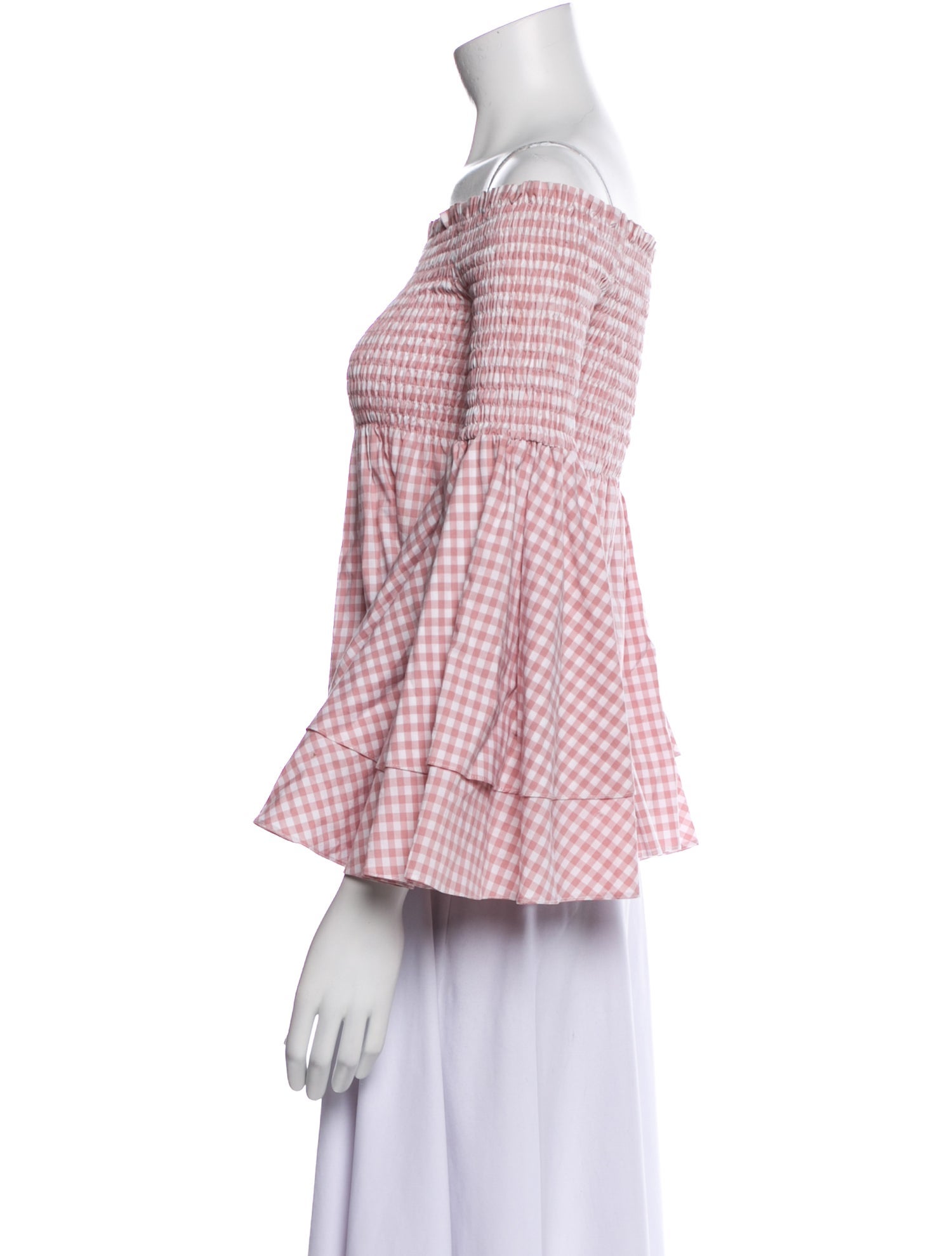 Caroline Constas Plaid Print Off-The-Shoulder Blouse