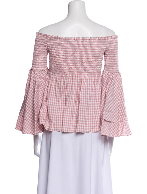 Caroline Constas Plaid Print Off-The-Shoulder Blouse