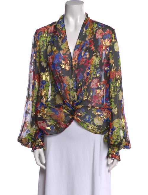 Caroline Constas Silk Floral Print Blouse