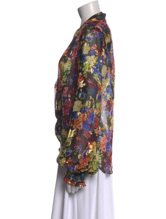 Caroline Constas Silk Floral Print Blouse