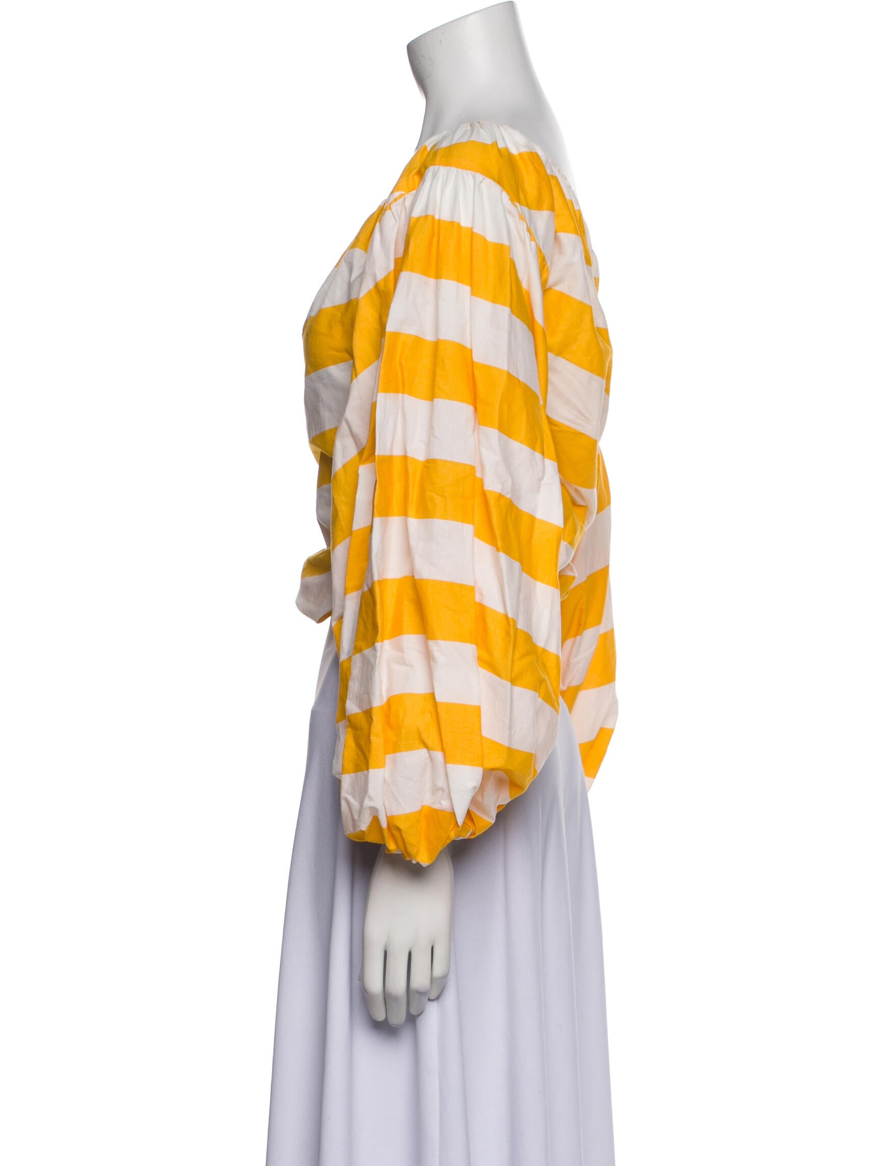 Caroline Constas Striped Scoop Neck Crop Top