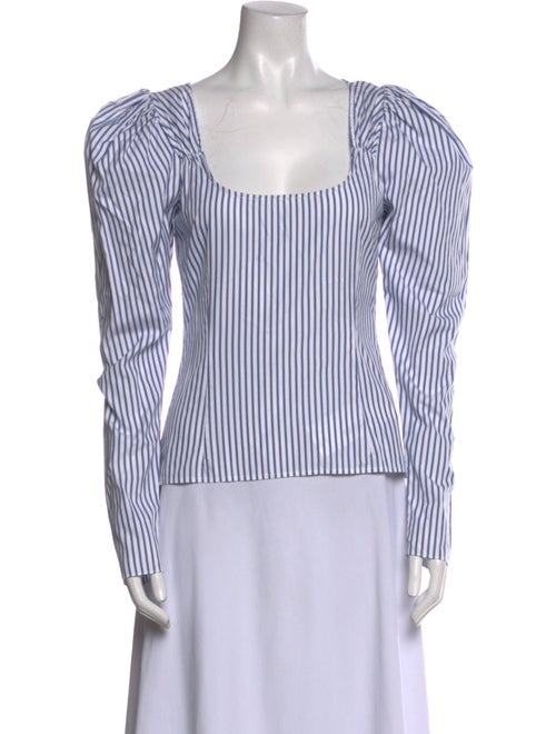 Caroline Constas Striped Square Neckline Top